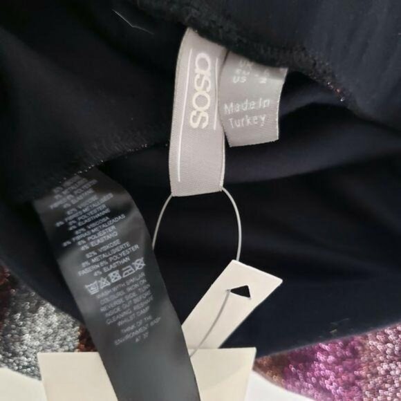 ASOS DESIGN Shimmering Multicolor Metallic Striped Wide-Leg Pants Women Size 2‎ - Picture 7 of 8